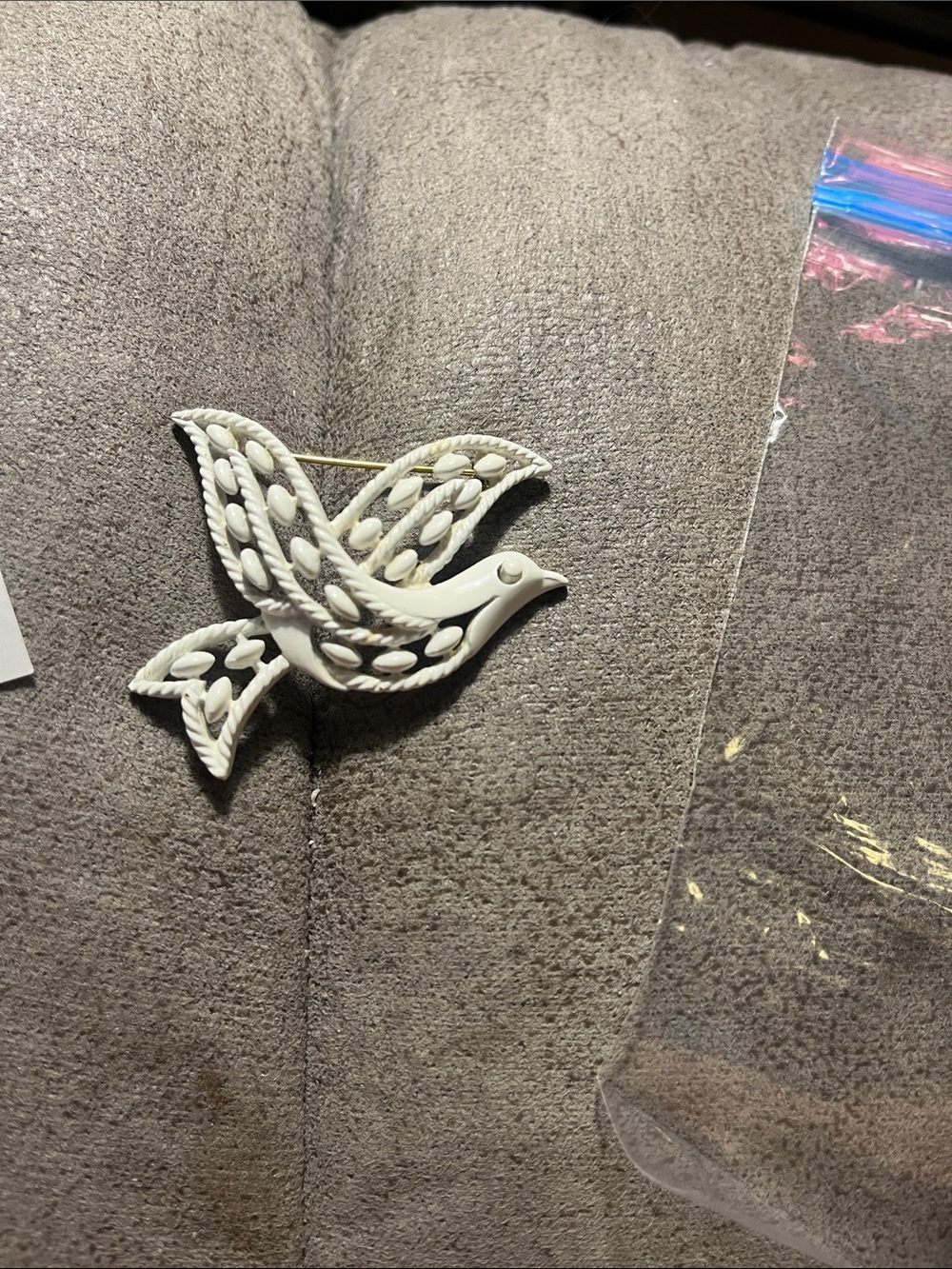 White Decorative Bird Brooch 1925
